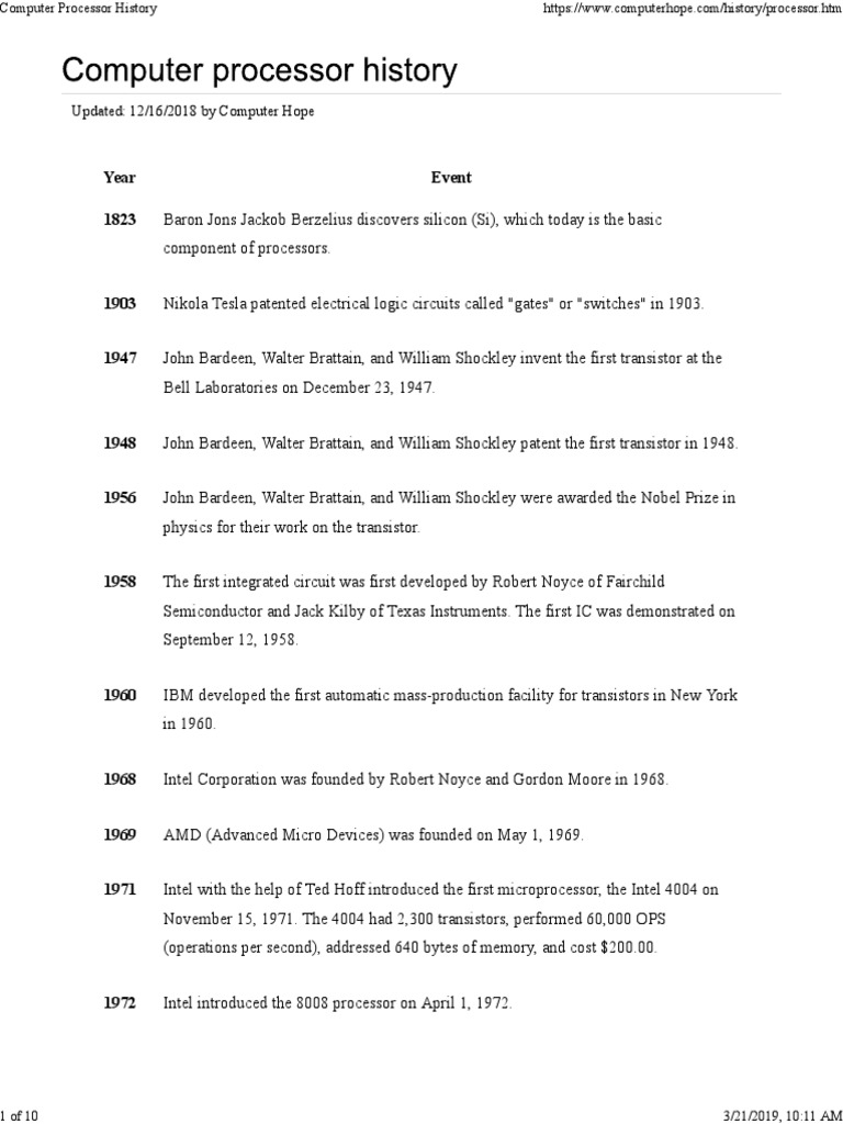 Computer Processor History PDF | PDF | Advanced Micro Devices ...
