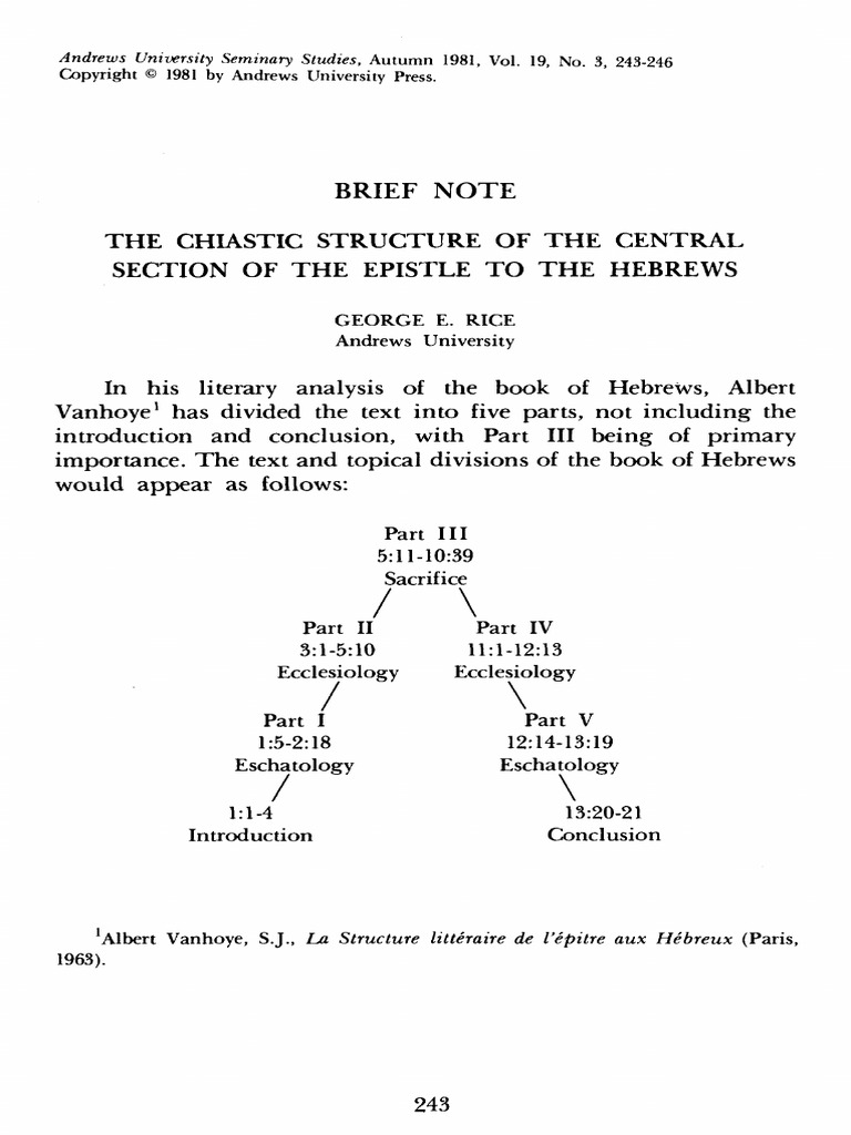 The Chiastic Structure of The Central Section of The Epistle To T PDF