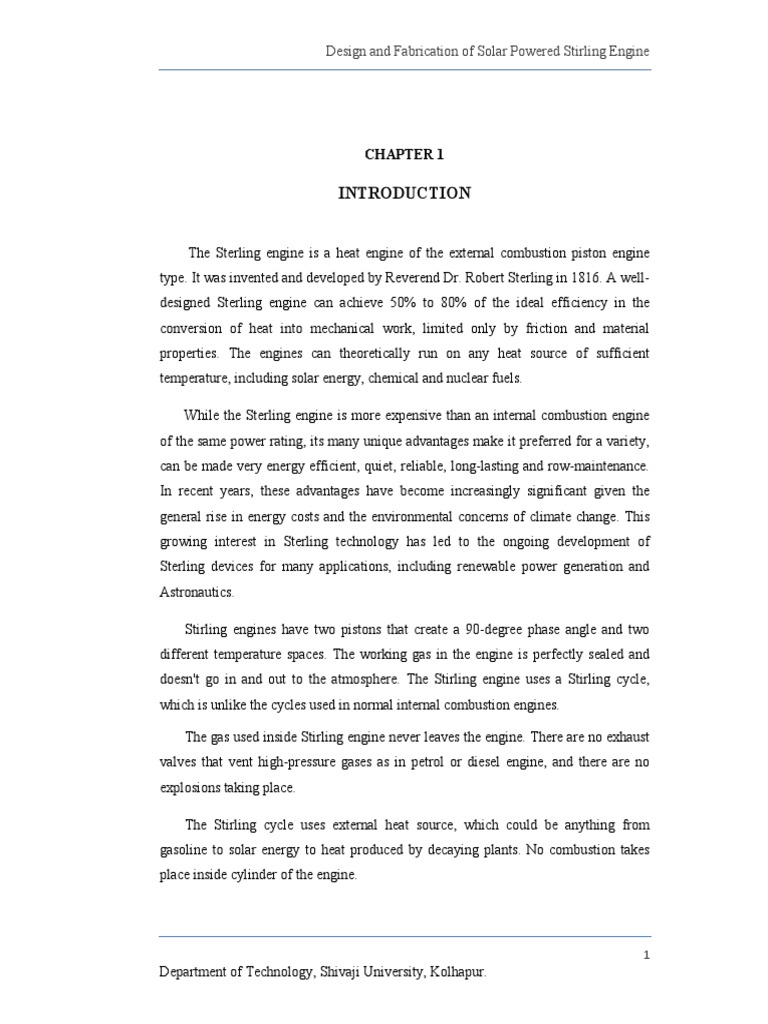 Solar-Powered Stirling Engine Design | PDF | Cylinder (Engine ...