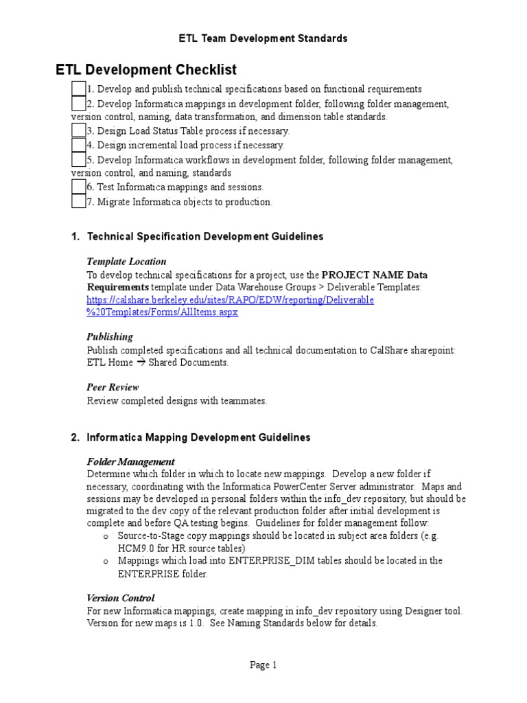 ETL Development Standards | PDF | Version Control | Data