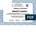 Certificate of Participation: Marissa D. Dandolit