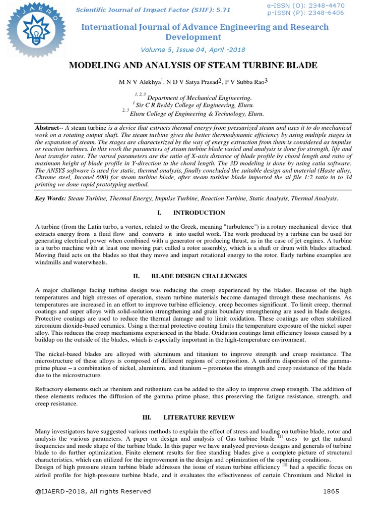Steam Turbine Blade Modeling & Analysis | PDF | Turbine | Creep ...