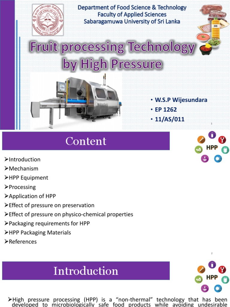 High Pressure Processing in Food Tech | PDF | Food Preservation | Foods