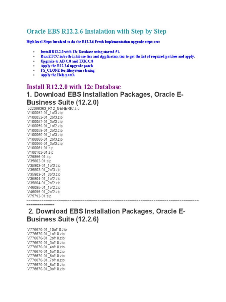 EBS 12.2.6 Installation Guide | PDF | Zip (File Format) | Oracle Database