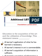 Additional LET Items: Foundations of Education