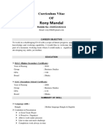 Rony Mandal: Curriculum Vitae OF