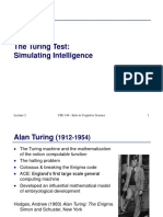 The Turing Test: Simulating Intelligence: CSE 140 - Intro To Cognitive Science 1