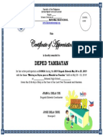 Certificate of Appreciation Donor BE