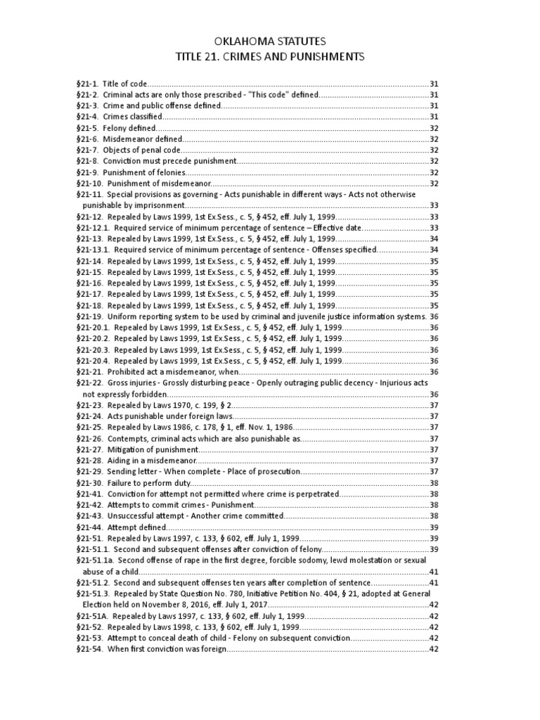 Oklahoma Statutes Title 21. Crimes And Punishments Bribery Felony