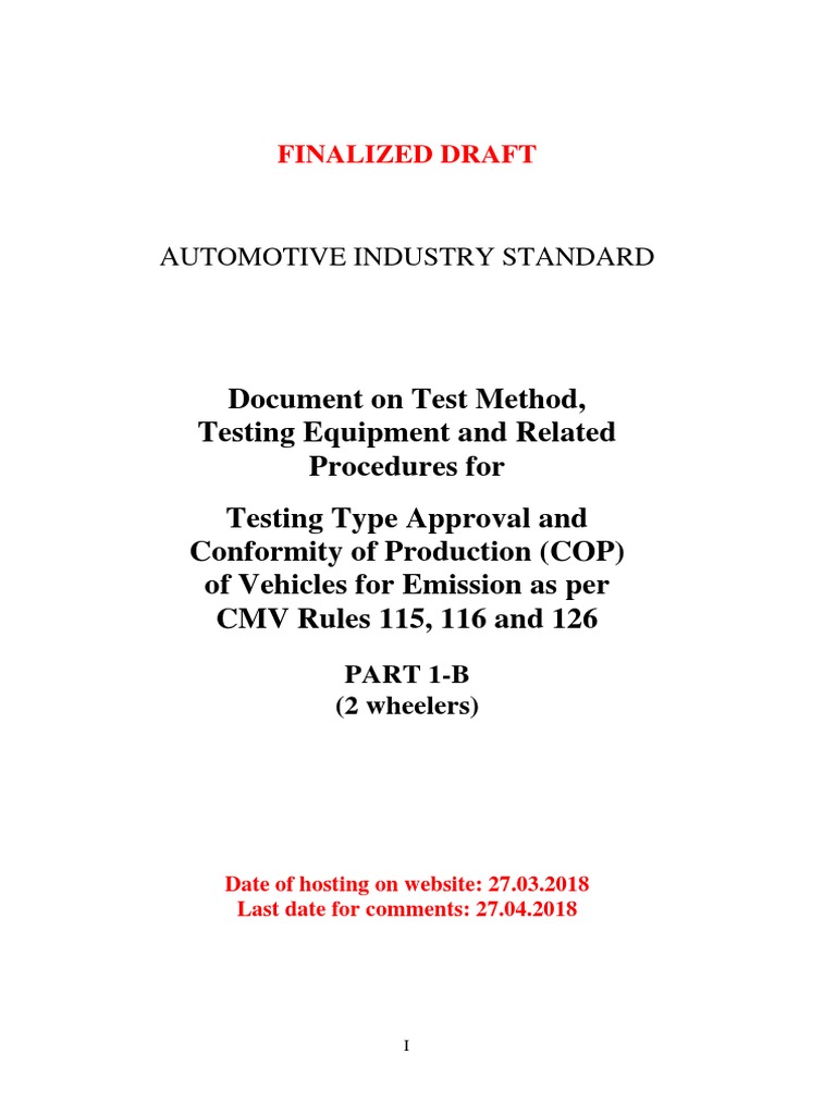 AIS 137 Part 1: Emission Testing Standards | PDF | Internal Combustion ...