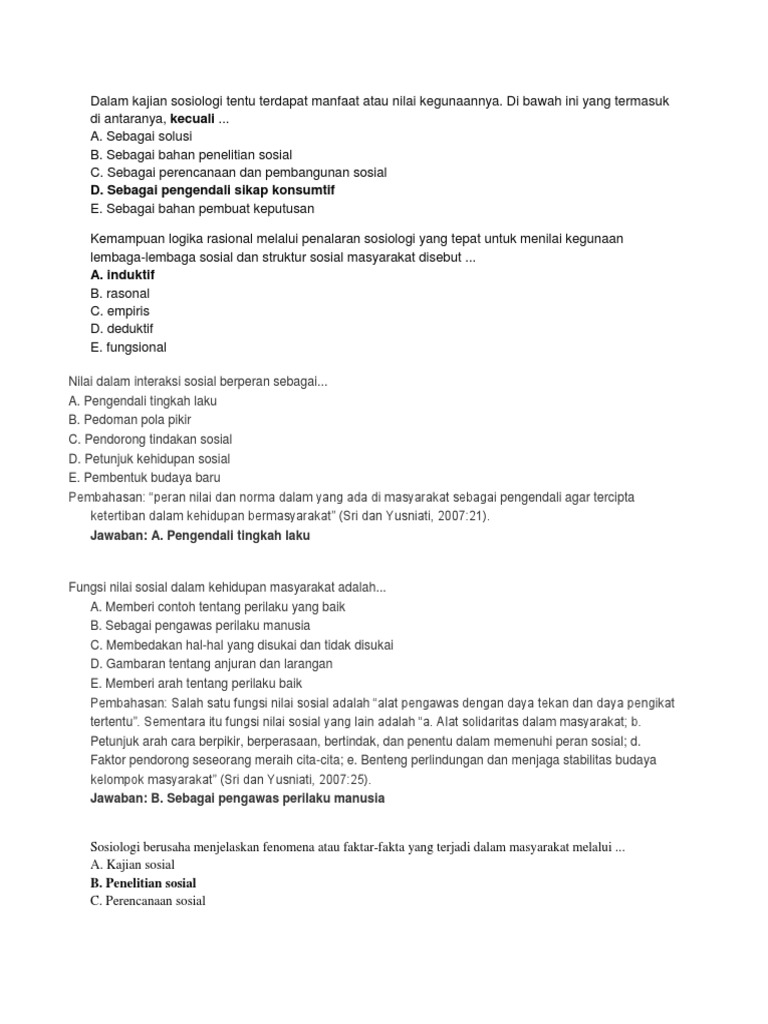 Dalam Kajian Sosiologi Tentu Terdapat Manfaat Atau Nilai Kegunaannya Pdf