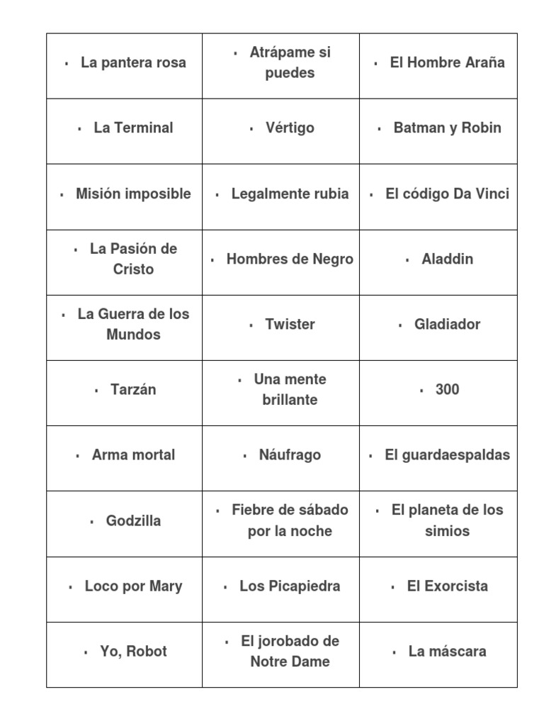 Lista Peliculas Para Adivinar Con Mimica