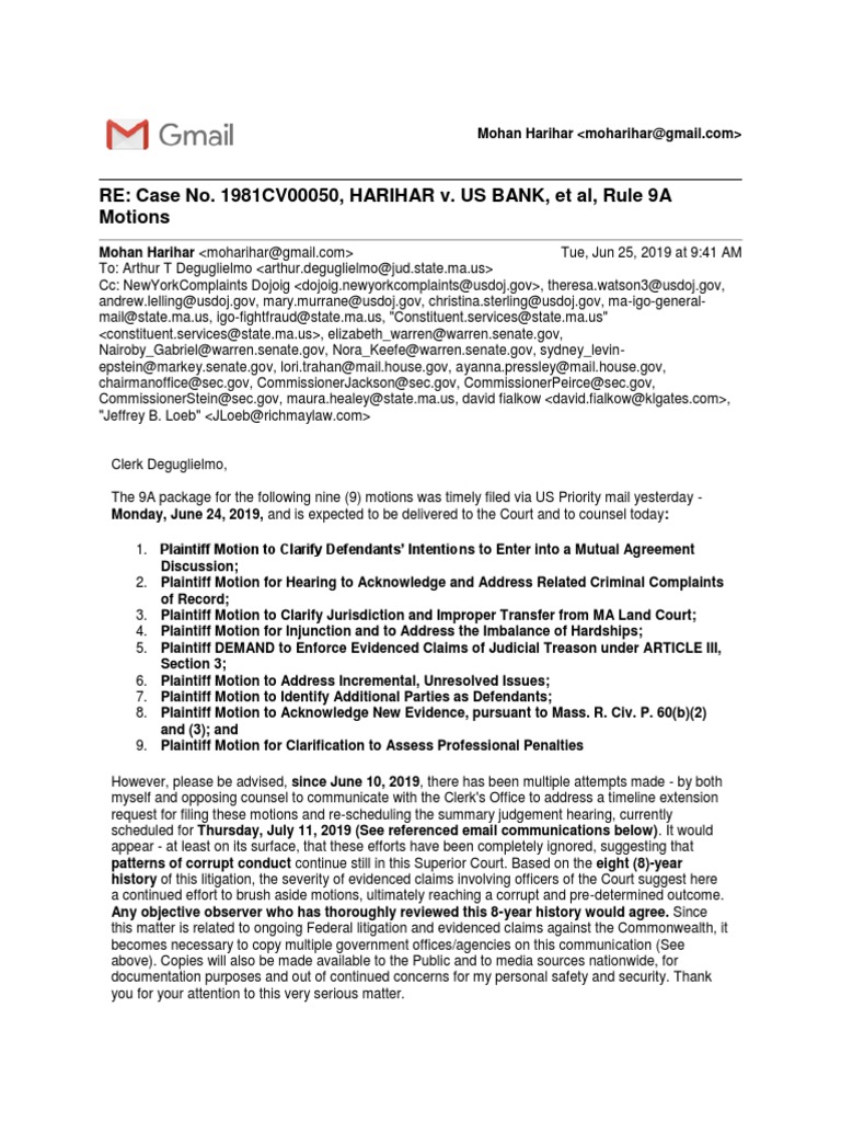 HARIHAR Continues To Evidence Patterns of Corruption in Massachusetts