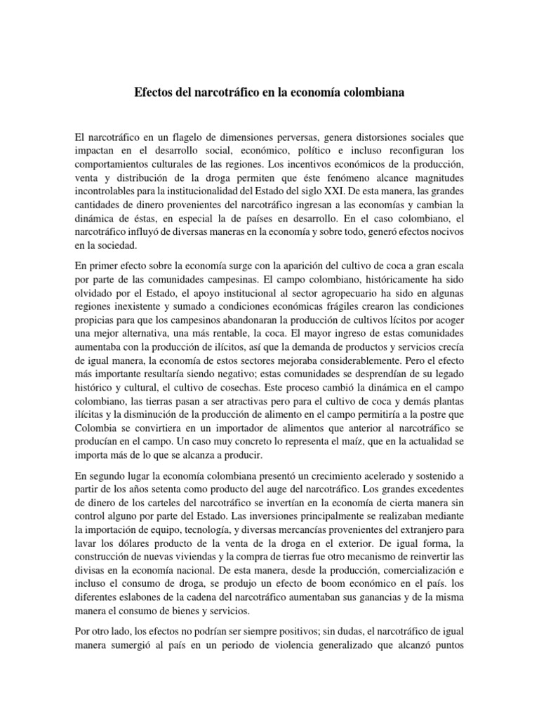 Impacto del narcotráfico en Colombia | PDF | Comercio ilegal de drogas ...