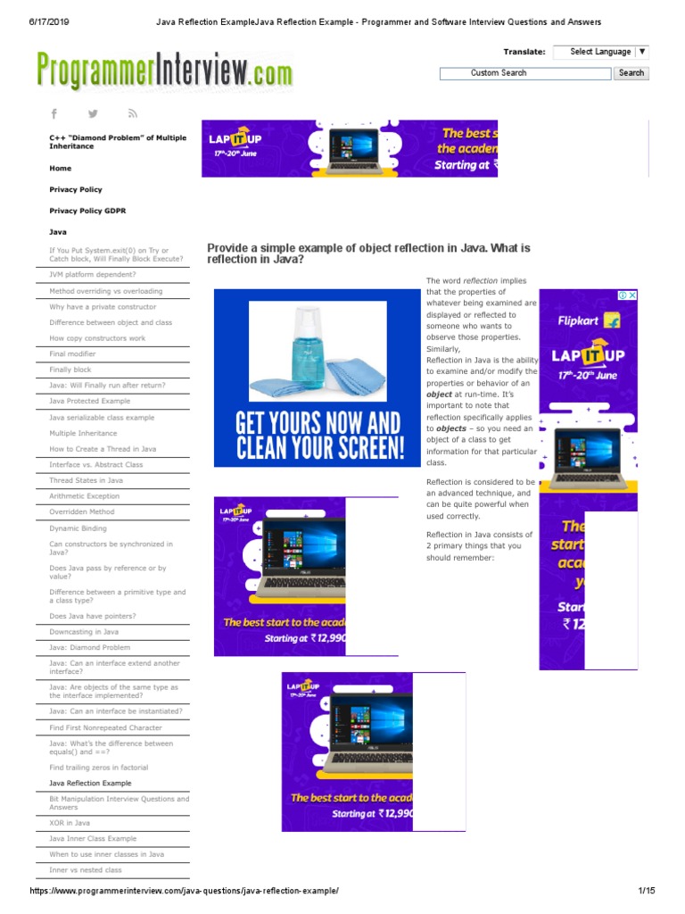 Provide A Simple Example of Object Reflection in Java. What Is ...