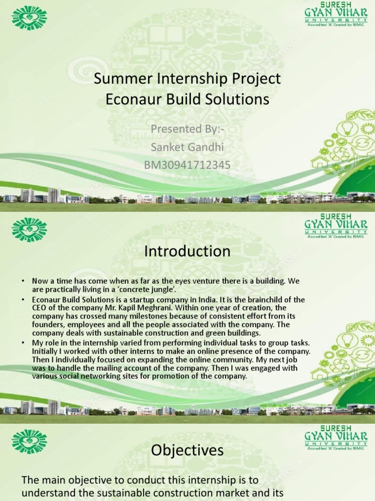 Sustainable Construction Internship Report | PDF | Search Engine ...