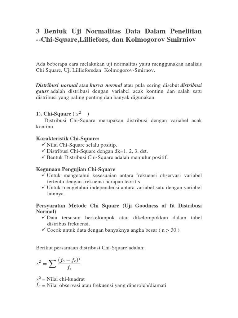 3 Bentuk Uji Normalitas Data Dalam Penelitian | PDF