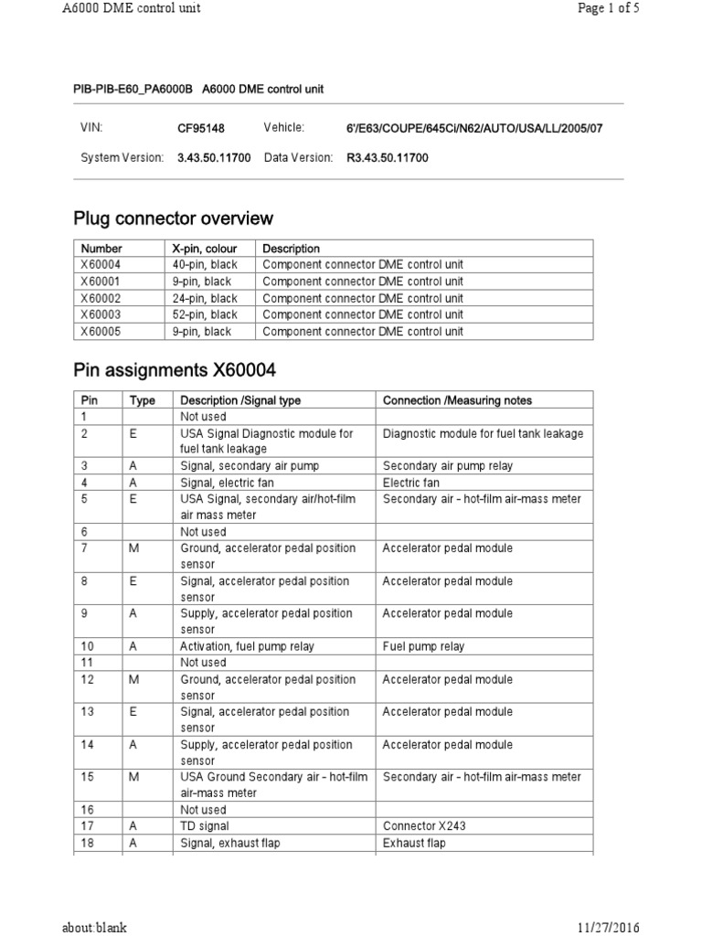 Pin Connection PDF Fuel Injection Throttle