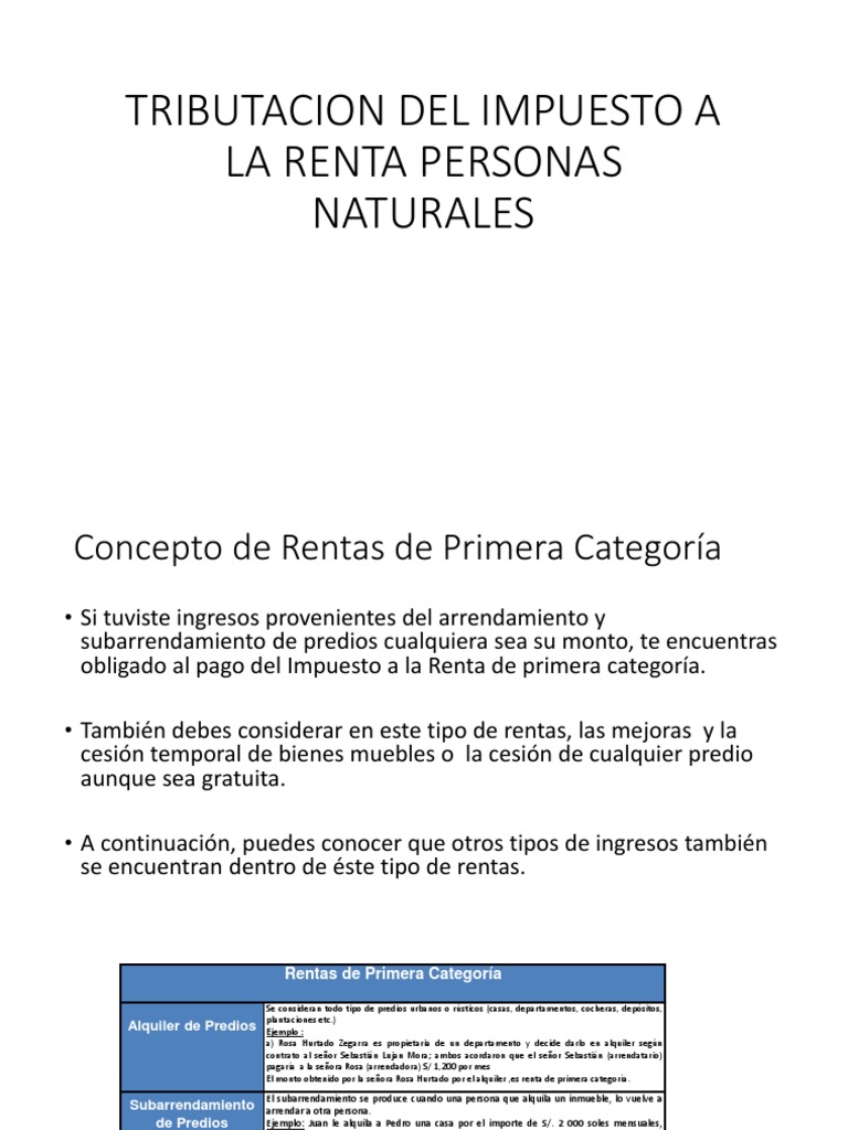 Tributacion Del Impuesto A La Renta Personas Naturales | PDF | Impuesto ...