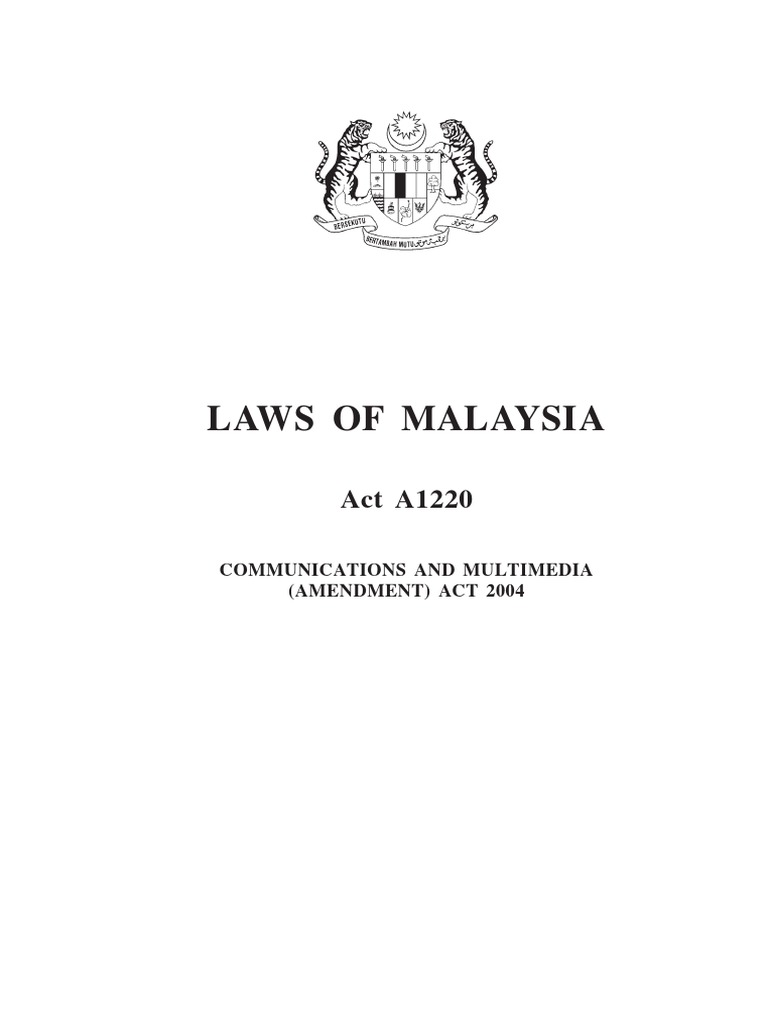 Communications & Multimedia (Amendment) Act 2004 PDF Government