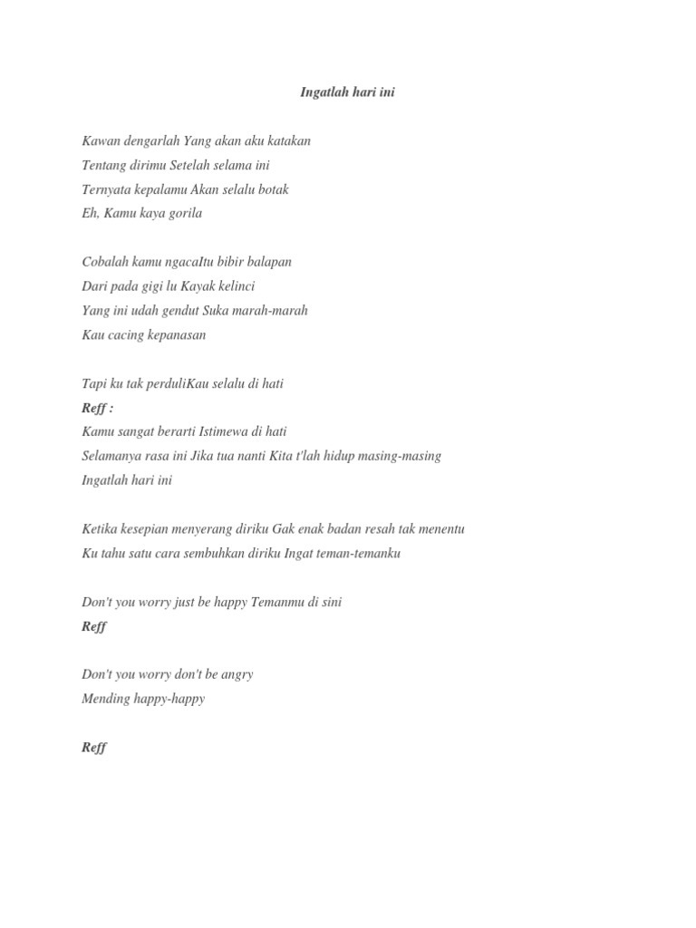 Ingatlah Hari Ini Docx Ingatlah hari ini mp3 / mp4. scribd