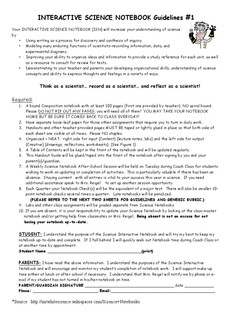 Interactive Science Notebook Guidelines 1 PDF Notebook Science