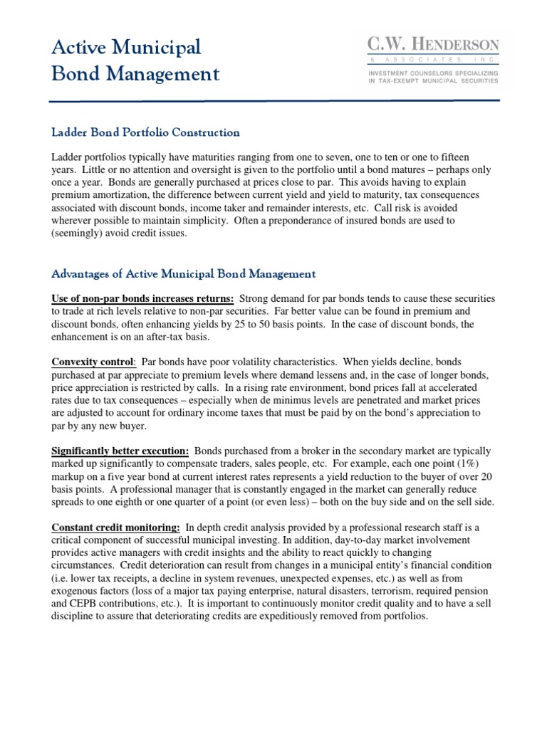 Active Municipal Bond Management Strategies | PDF | Bonds (Finance ...