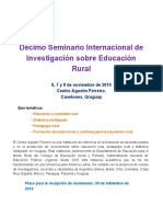 Décimo Seminario Internacional de Investigación en Educación Rural. Primera Convocatoria