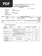 Department of Automobile Engineering Course Plan