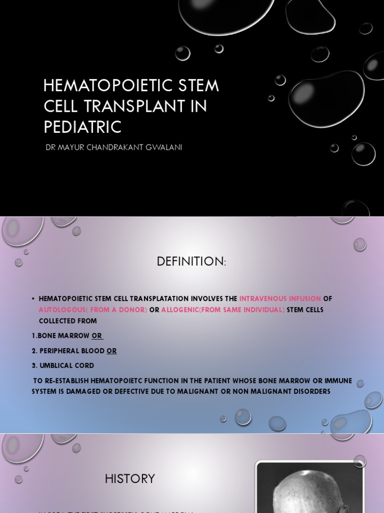 Hematopoietic Stem Cell Transplant in Pediatric | PDF | Hematopoietic ...