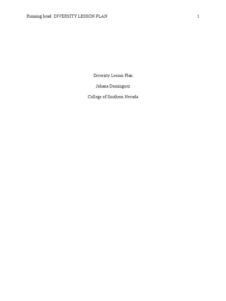 Diversity Lesson Plan for PreK-3 | PDF | Lesson Plan | Cognition