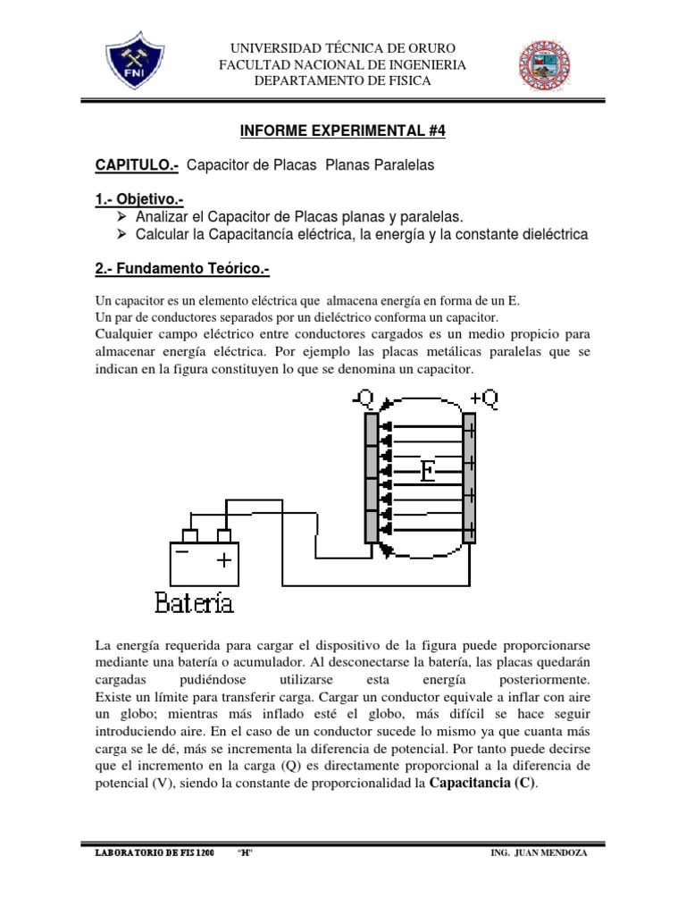 Capacitor de Placas Planas Paralelas Condensador