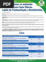 Tabela consumo de materiais para lajotas 