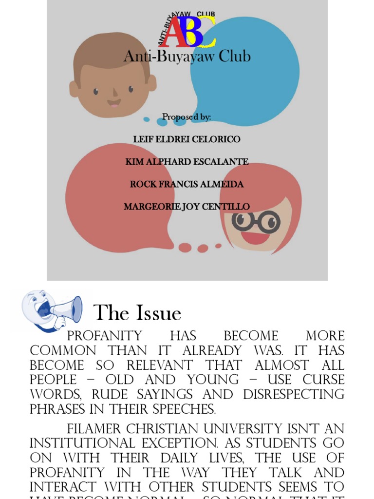 Anti Profanity Club - Proposal (Presentation) | PDF | Profanity ...