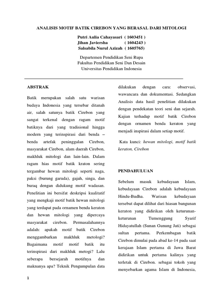 Analisis Motif Batik Cirebon Yang Berasal Dari Mitologiiiii Refisi