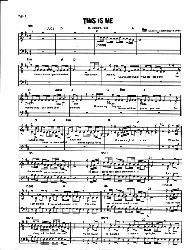 This Is Me Keala Settle The Greatest Showman PDF