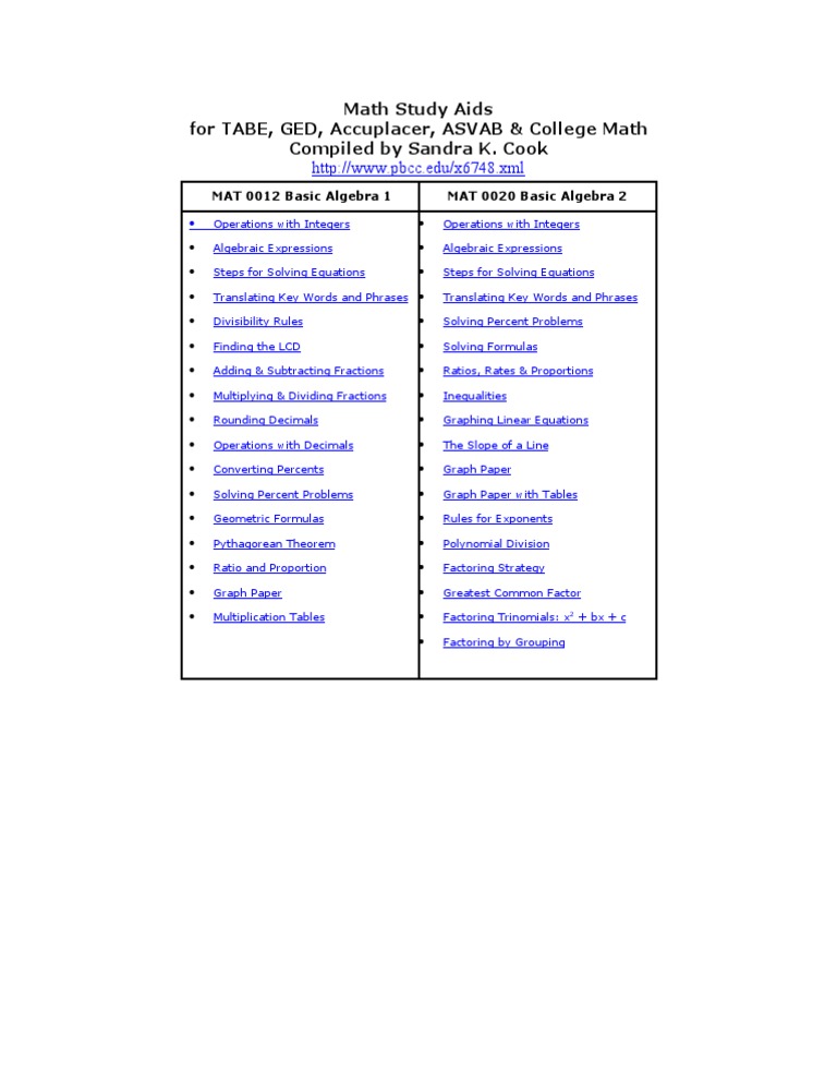 Math Prep for Exams & College | PDF