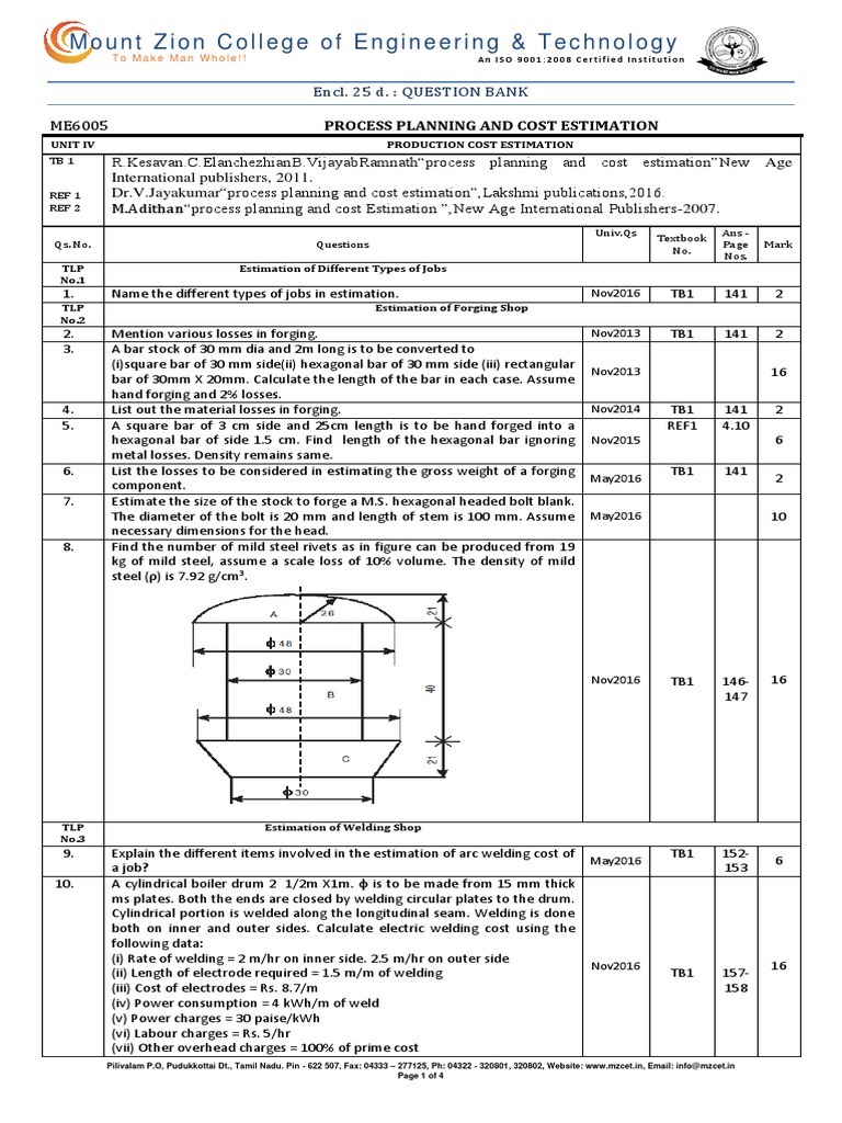 Production Cost Estimation Guide | PDF | Foundry | Welding