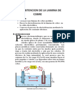 Electrobtencion de La Lamina de Cobre Cristian Cari