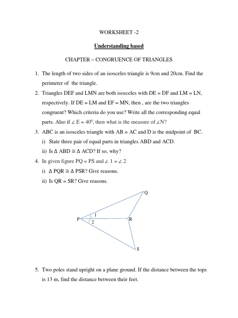 Triangle Congruence Worksheet | PDF