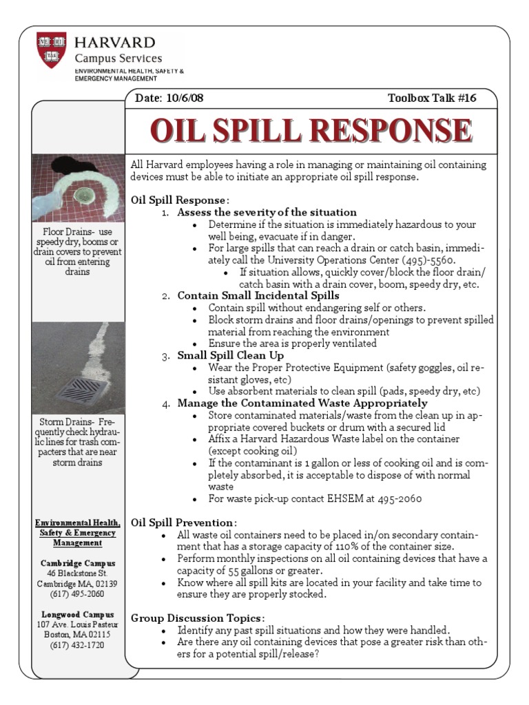 Toolbox Talks Defensive Driving English PDF Oil Spill Storm Drain