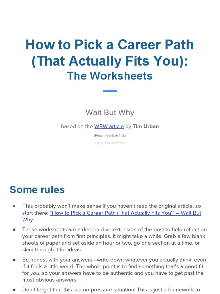 How To Pick A Career Path That Actually Fits You The Worksheets