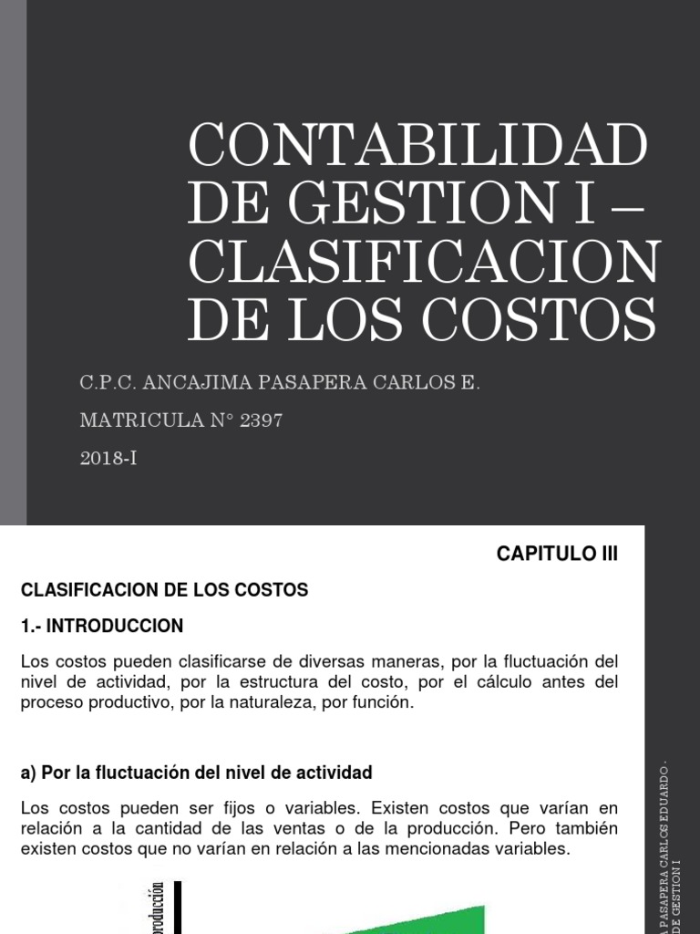 Clasificación de Costos en Contabilidad | PDF | Costo | Contabilidad de ...