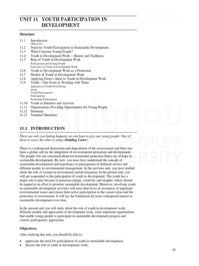 Youth Participation in Sustainable Development | PDF | Employment ...