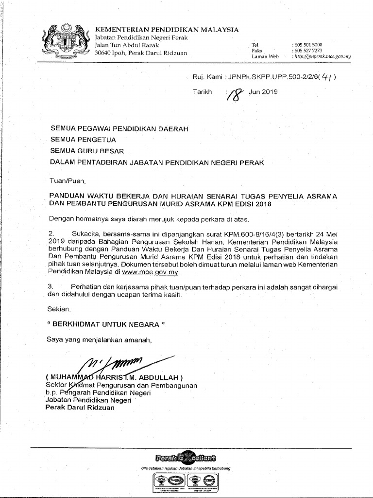 Panduan Waktu Kerja Ppm Dan Penyelia Asrama Pdf