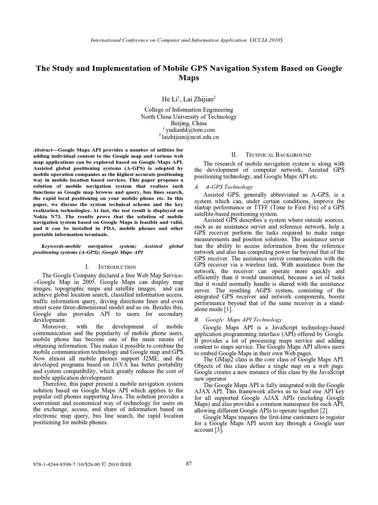 The Study and Implementation of Mobile GPS Navigation System Based On