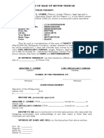 Deed of Sale of Motor Vehicle Analyne