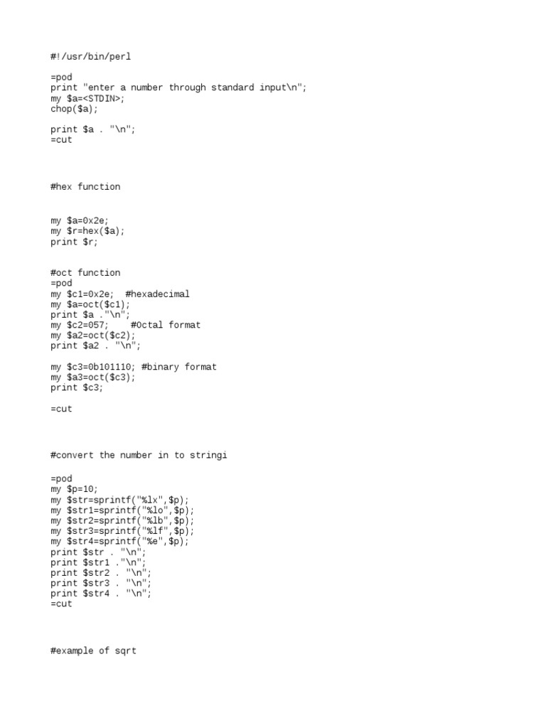 Perl Number and String Functions Guide | PDF | Computer Programming ...