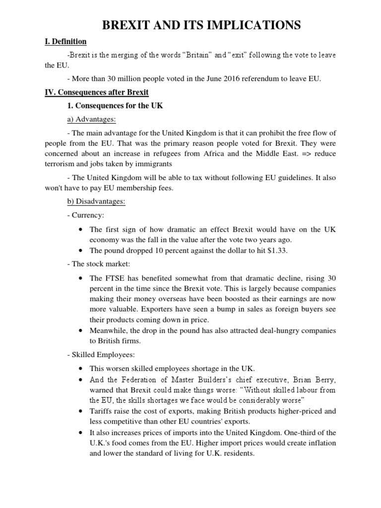 Brexit and Its Implications: I. Definition | Download Free PDF | Brexit ...
