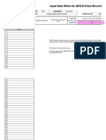 Learners' Names: Input Data Sheet For SHS E-Class Record